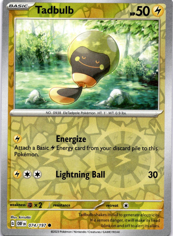 Pokemon Tadbulb 074/197 Obsidian Flames Reverse Holo NM
