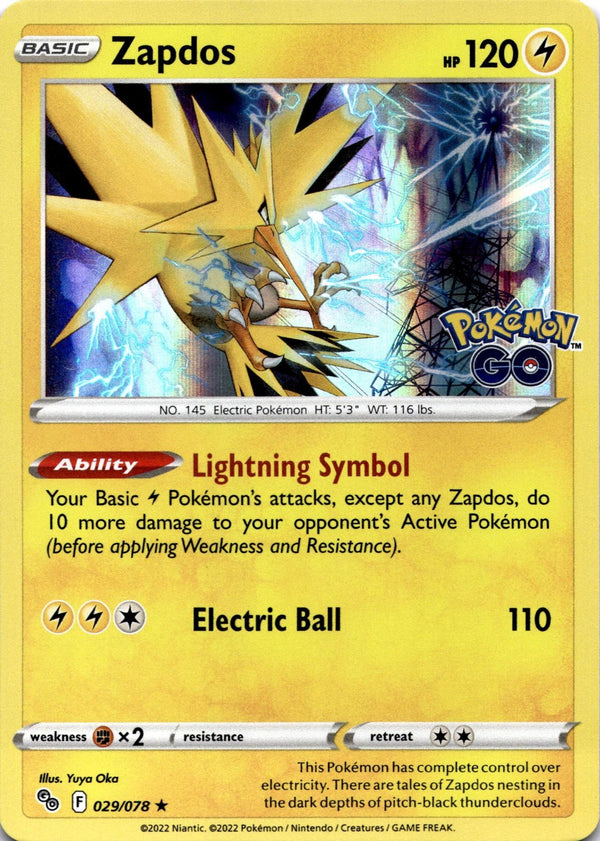 Pokemon Zapdos 029/078 Pokemon Go Holo NM