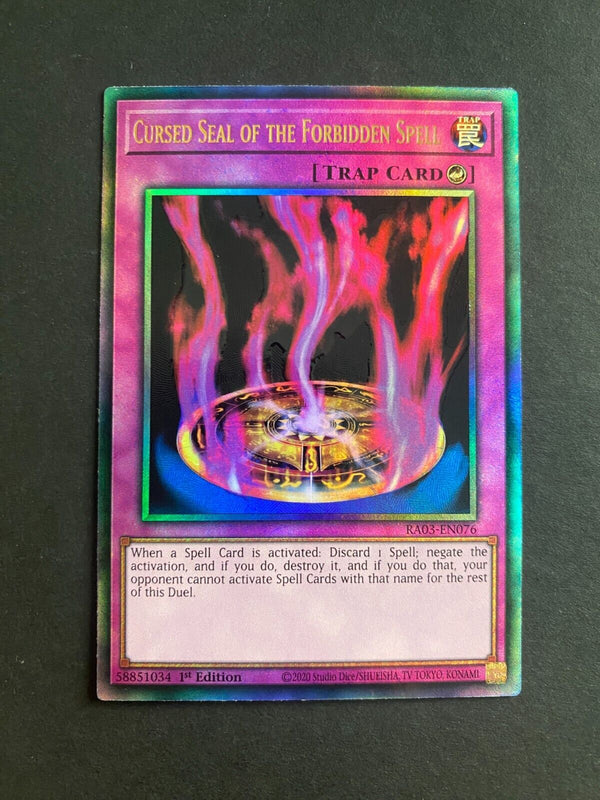 Yugioh Cursed Seal of the Forbidden Spell RA03-EN076 Prismatic Ultimate Rare NM