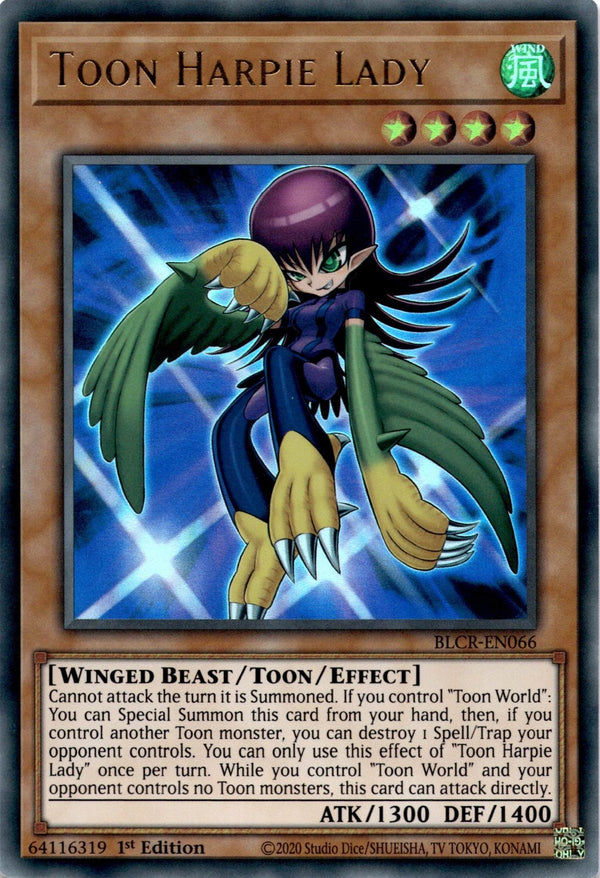 Yugioh Toon Harpie Lady BLCR-EN066 Ultra Rare 1st Edition NM
