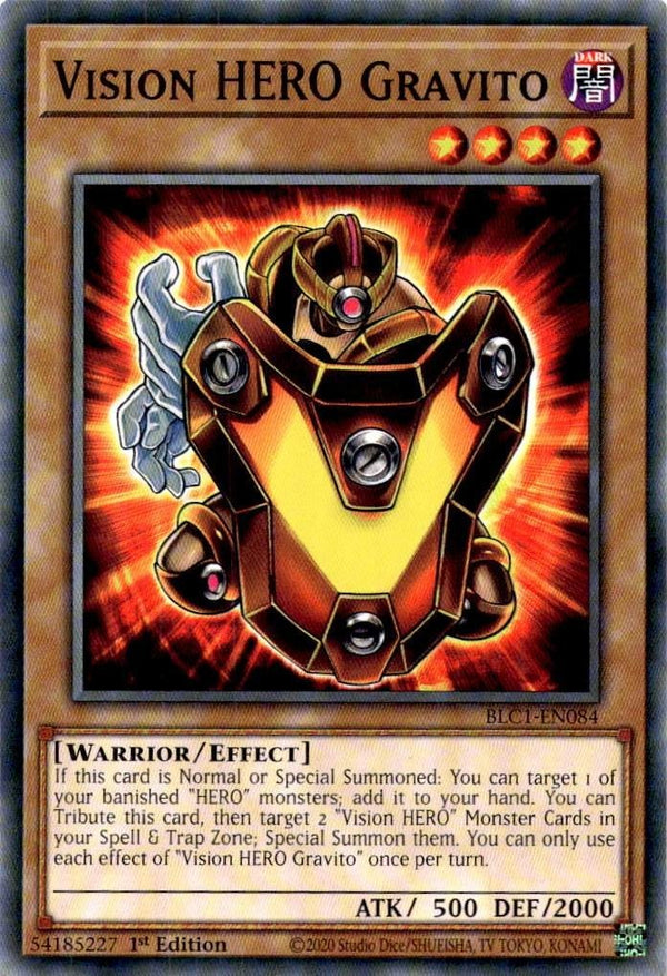 Yugioh Vision HERO Gravito BLC1-EN084 Common 1st Edition NM