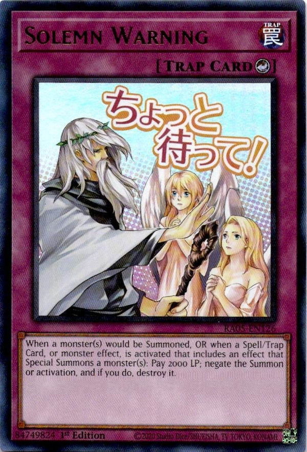 Yugioh Solemn Warning RA05-EN126 NA Print Ultra Rare 1st Edition NM