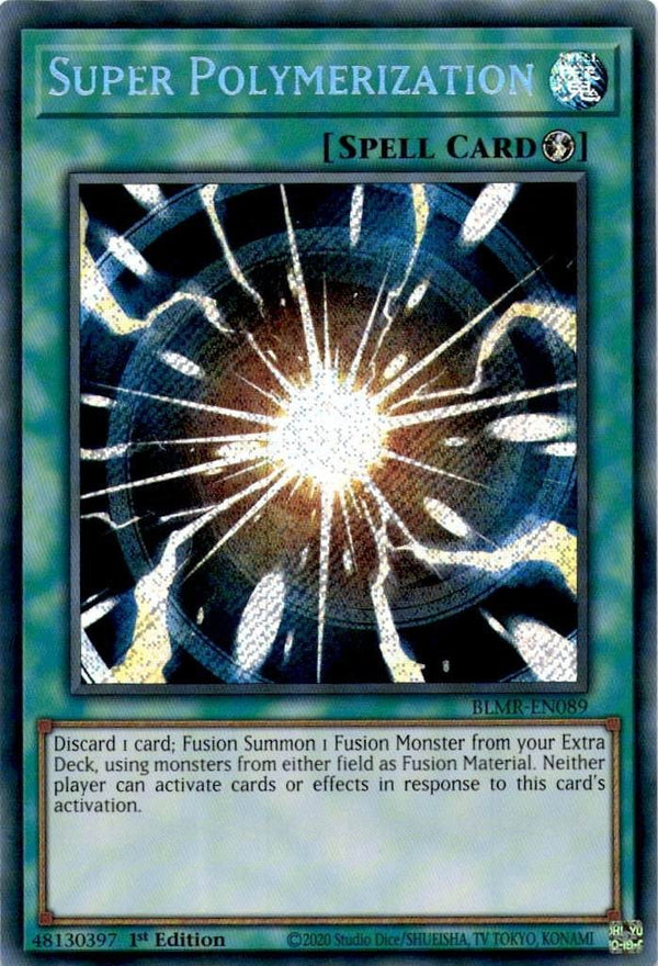 Yugioh Super Polymerization BLMR-EN089 Secret Rare 1st Edition NM