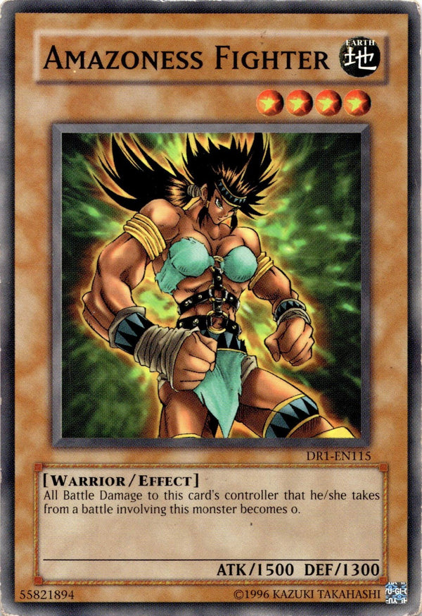 Yugioh Amazoness Fighter DR1-EN115 Common Unlimited Edition DAMAGED