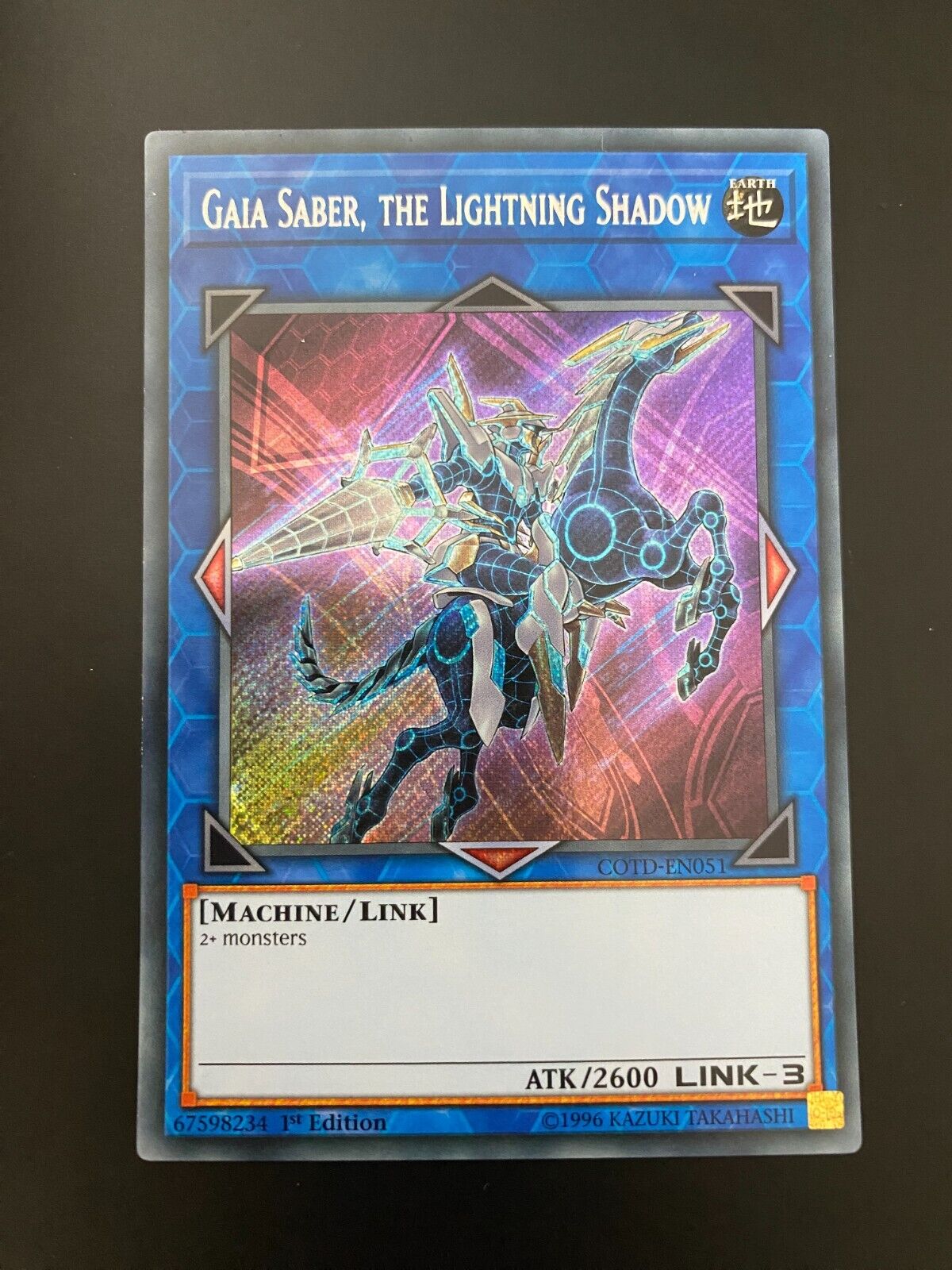 Yugioh Gaia Saber, the Lightning Shadow COTD-EN051 Secret Rare 1st Edition NM