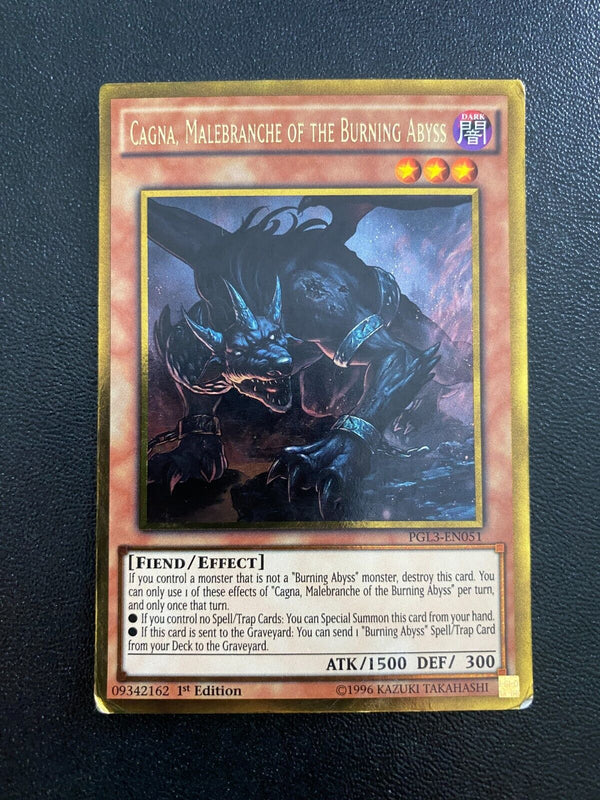 Yugioh Cagna, Malebranche of the Burning Abyss PGL3-EN051 Gold Rare 1st Ed HP