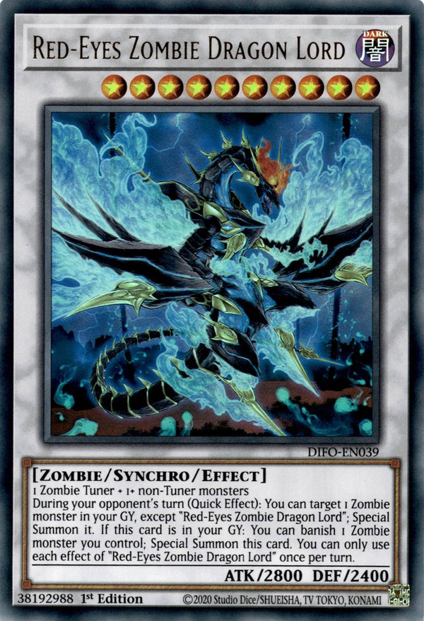 Yugioh Red-Eyes Zombie Dragon Lord DIFO-EN039 Ultra Rare 1st Edition VLP/NM