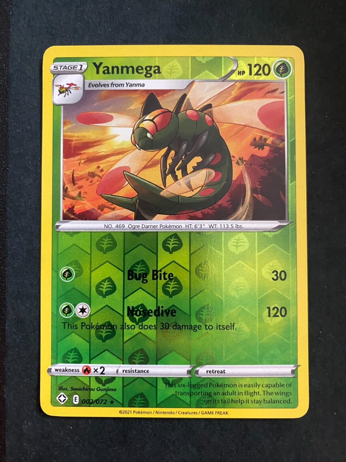 Pokemon Yanmega 002/072 Shining Fates Reverse Holo NM