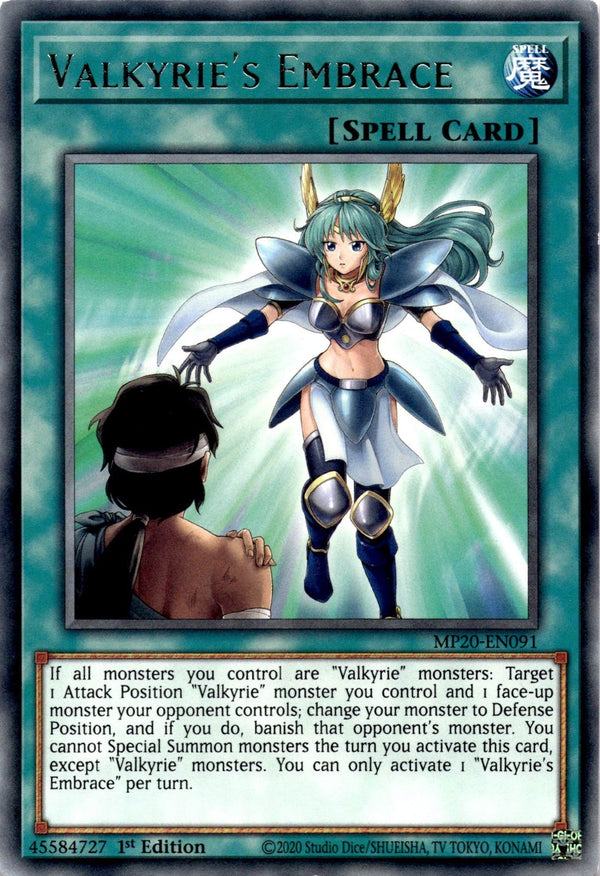 Yugioh Valkyrie's Embrace MP20-EN091 Rare 1st Edition LP