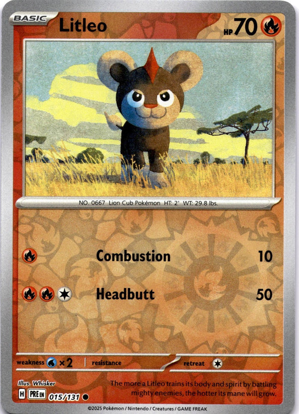 Pokemon Litleo 015/131 Prismatic Evolutions Reverse Holo NM