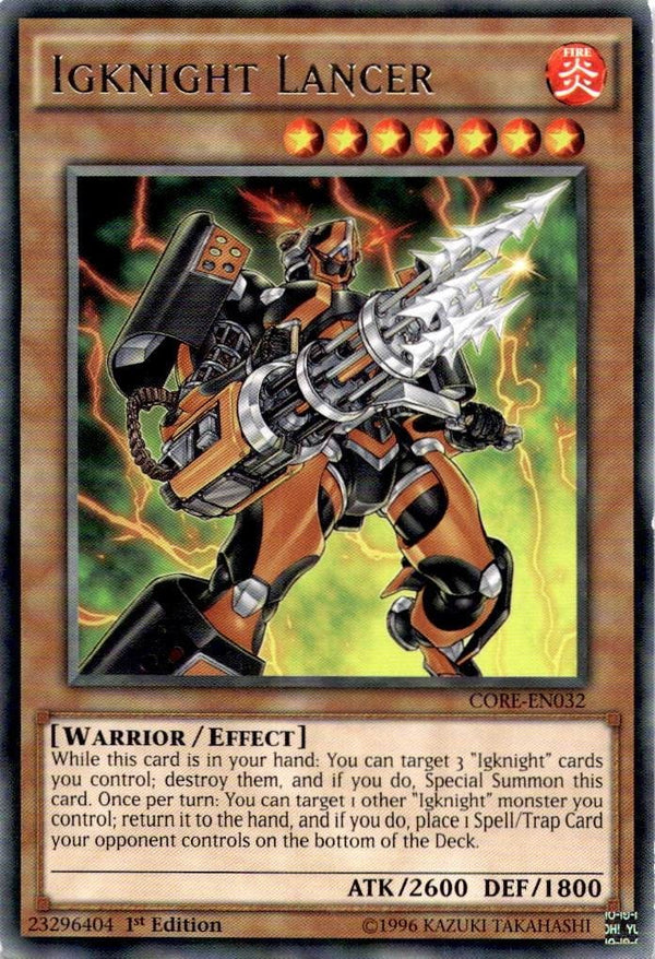 Yugioh Igknight Lancer CORE-EN032 Rare 1st Edition LP