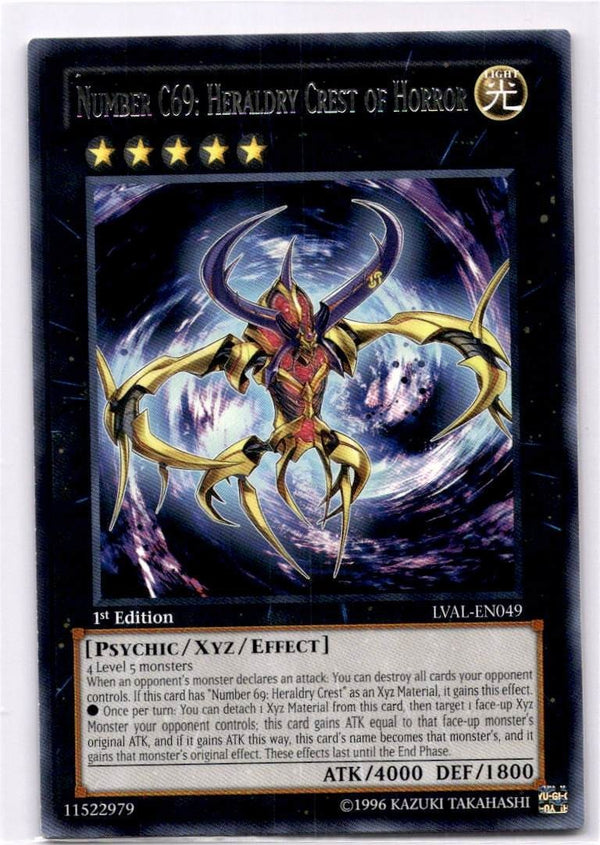 Yugioh Number C69: Heraldry Crest of Horror LVAL-EN049 Rare 1st Edition NM