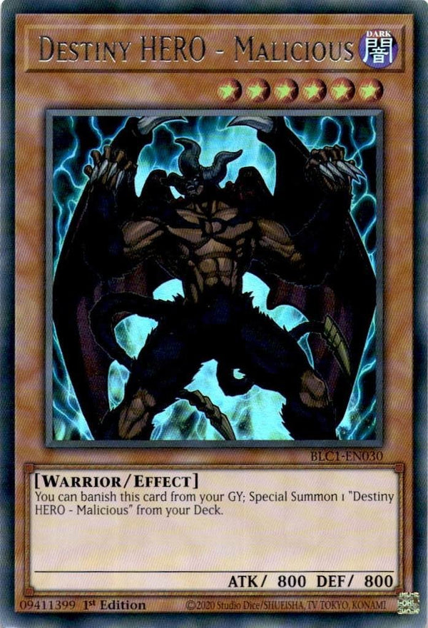 Yugioh Destiny HERO - Malicious BLC1-EN030 Ultra Rare 1st Edition VLP/NM