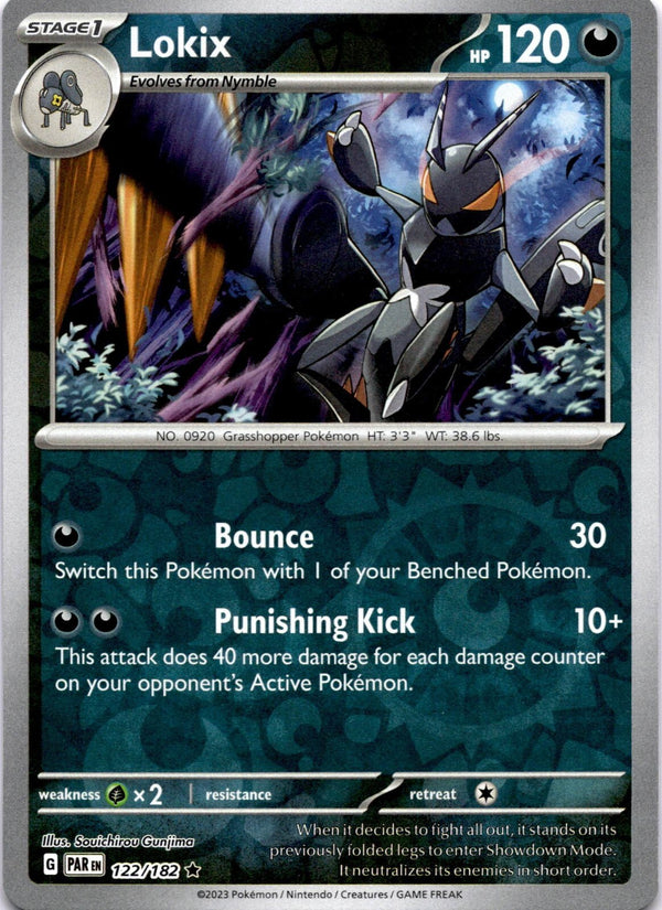 Pokemon Lokix 122/182 Paradox Rift Reverse Holo NM