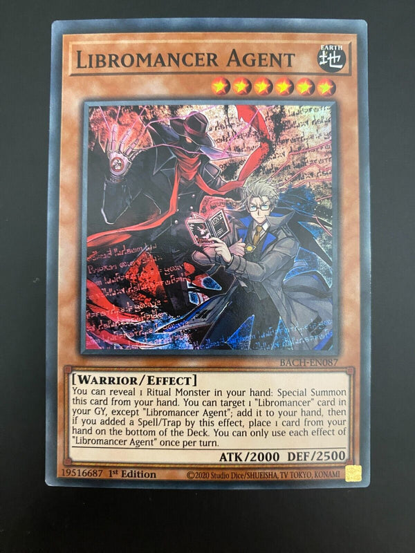 Yugioh Libromancer Agent BACH-EN087 1st Ed Super Rare NM/MINT Misprint (Miscut)