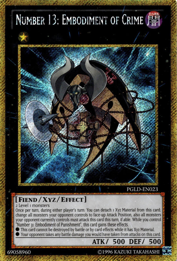 Yugioh Number 13: Embodiment of Crime PGLD-EN023 Premium Gold Rare 1st Ed MP/LP