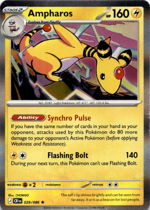 Pokemon Ampharos 029/086 Chaos Rising Holo NM