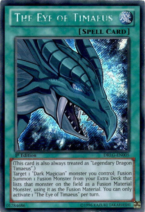 Yugioh The Eye of Timaeus DRLG-EN005 Secret Rare 1st Edition HP