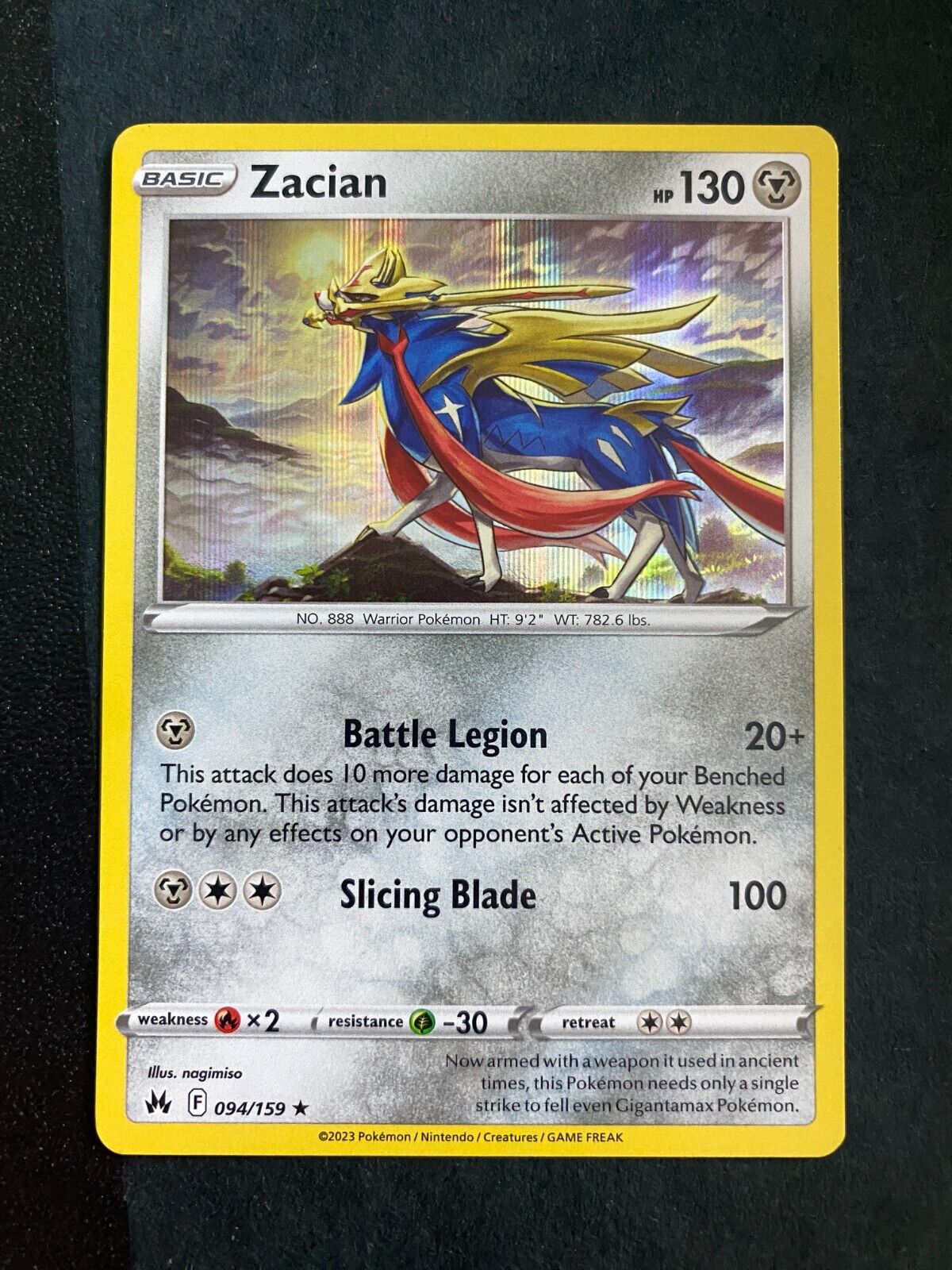 Pokemon Zacian 094/159 Crown Zenith Holo NM