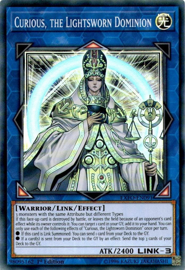 Yugioh Curious, the Lightsworn Dominion EXFO-EN091 Super Rare 1st Edition NM