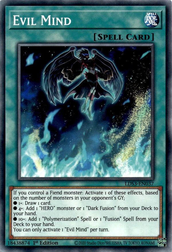 Yugioh Evil Mind LDS3-EN037 Common 1st Edition NM