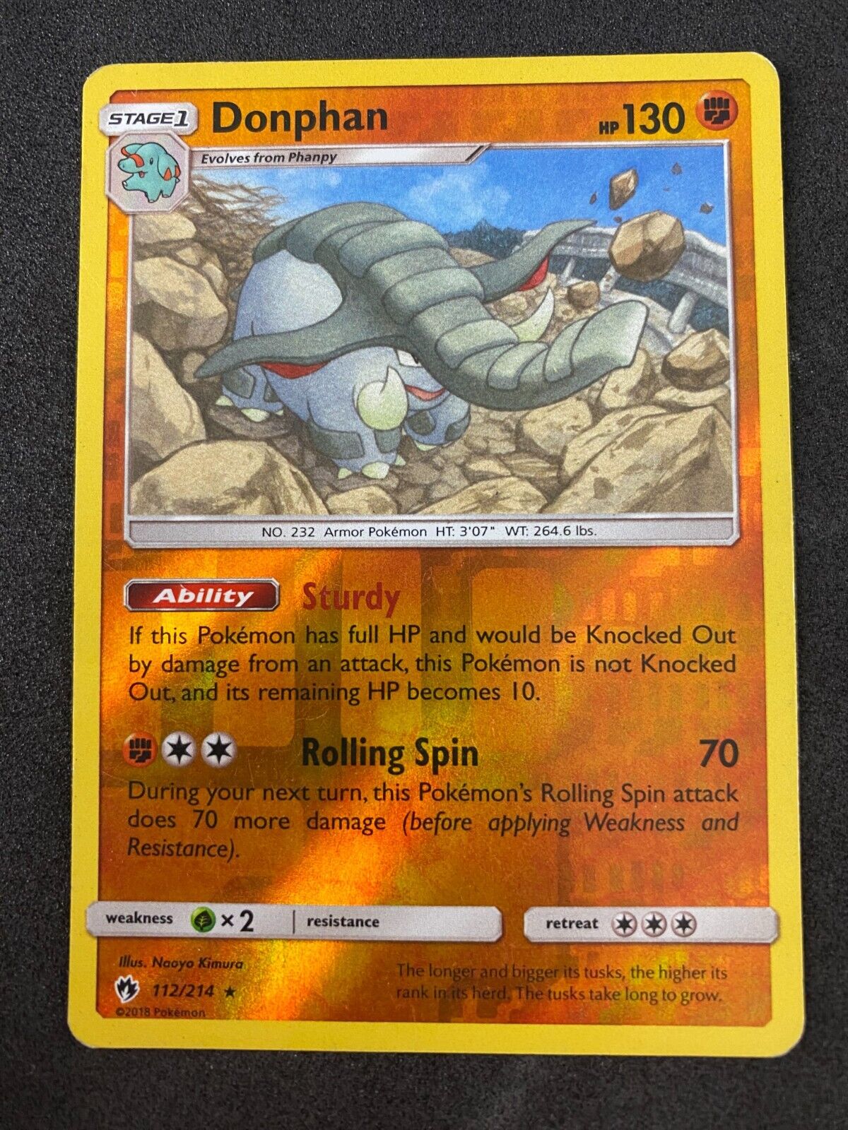 Pokemon Donphan 112/214 Lost Thunder Reverse Holo MP