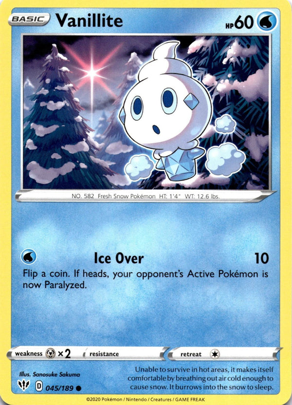 Pokemon Vanillite 045/189 Darkness Ablaze Non Holo NM