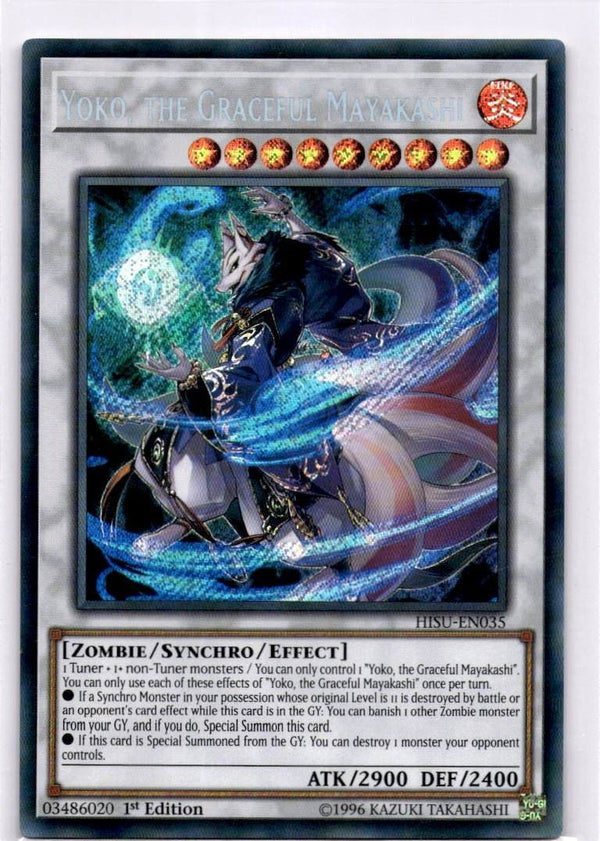 Yugioh Yoko, the Graceful Mayakashi HISU-EN035 Secret Rare 1st Edition VLP/NM