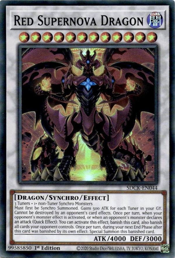 Yugioh Red Supernova Dragon SDCK-EN044 Super Rare 1st Edition NM