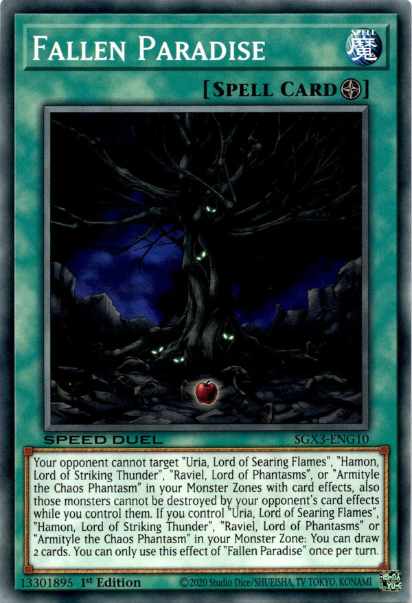 Yugioh Fallen Paradise SGX3-ENG10 Speed Duel Common 1st Edition NM