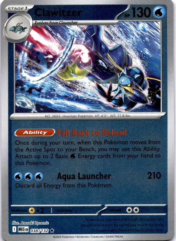 Pokemon Clawitzer 038/132 Mega Evolution Reverse Holo NM