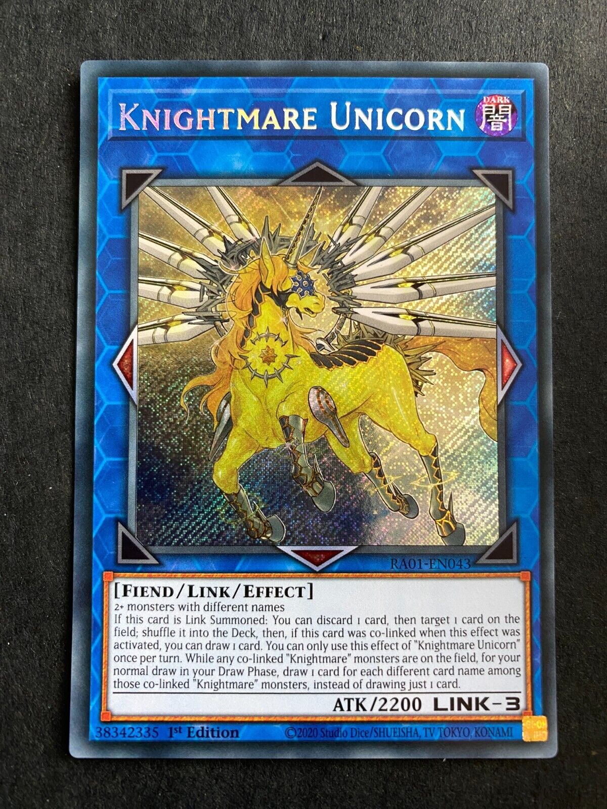 Yugioh Knightmare Unicorn RA01-EN043 Secret Rare 1st Edition NM