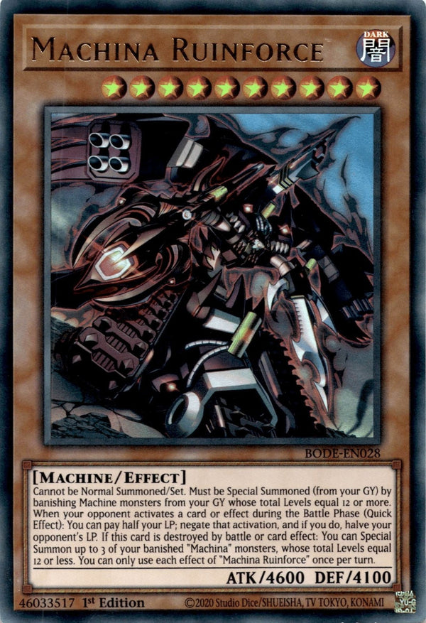 Yugioh Machina Ruinforce BODE-EN028 Ultra Rare 1st Edition LP