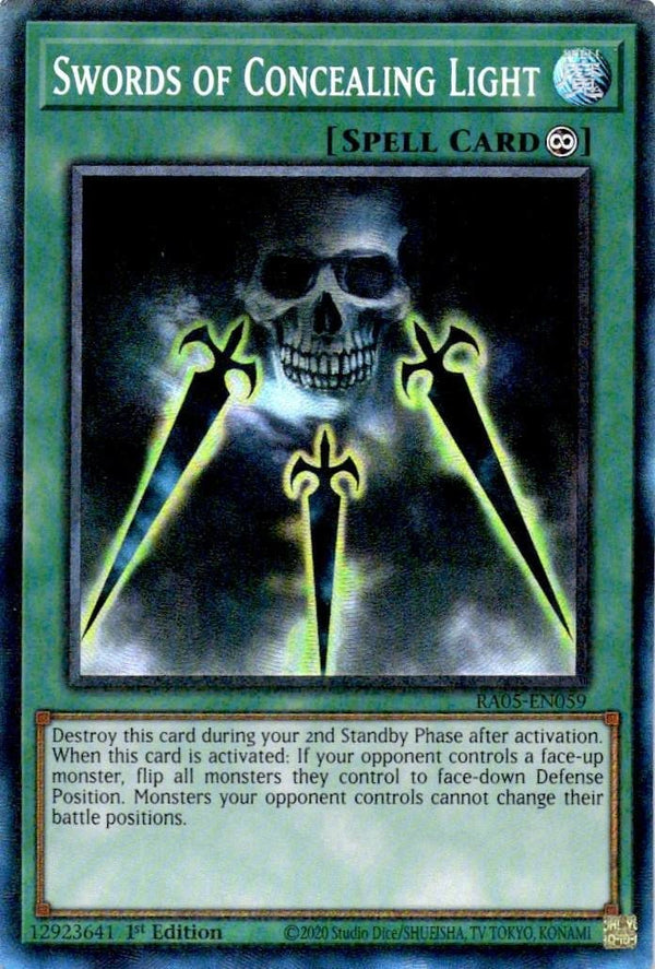 Yugioh Swords of Concealing Light RA05-EN059 NA Print Collector’s Rare 1st Ed NM