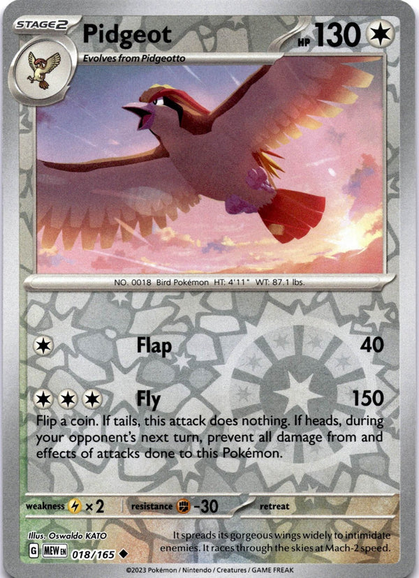 Pokemon Pidgeot 018/165 Pokemon 151 Reverse Holo NM