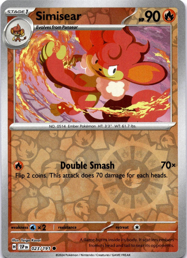 Pokemon Simisear 023/191 Surging Sparks Reverse Holo NM
