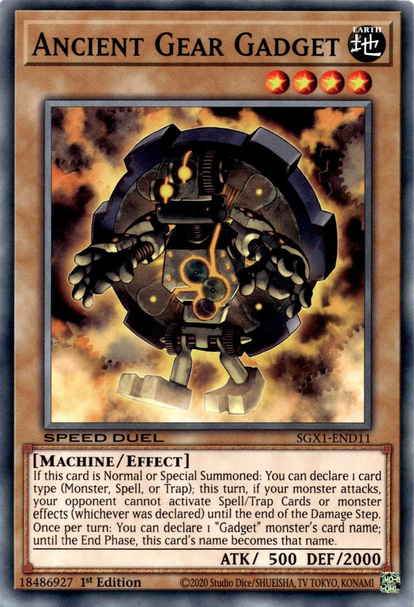Yugioh Ancient Gear Gadget SGX1-END11 Speed Duel Common 1st Edition NM