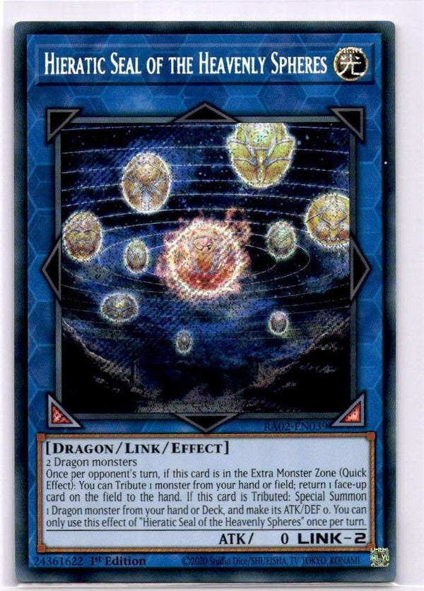 Yugioh Hieratic Seal of the Heavenly Spheres RA02-EN039 Secret Rare 1st Ed NM