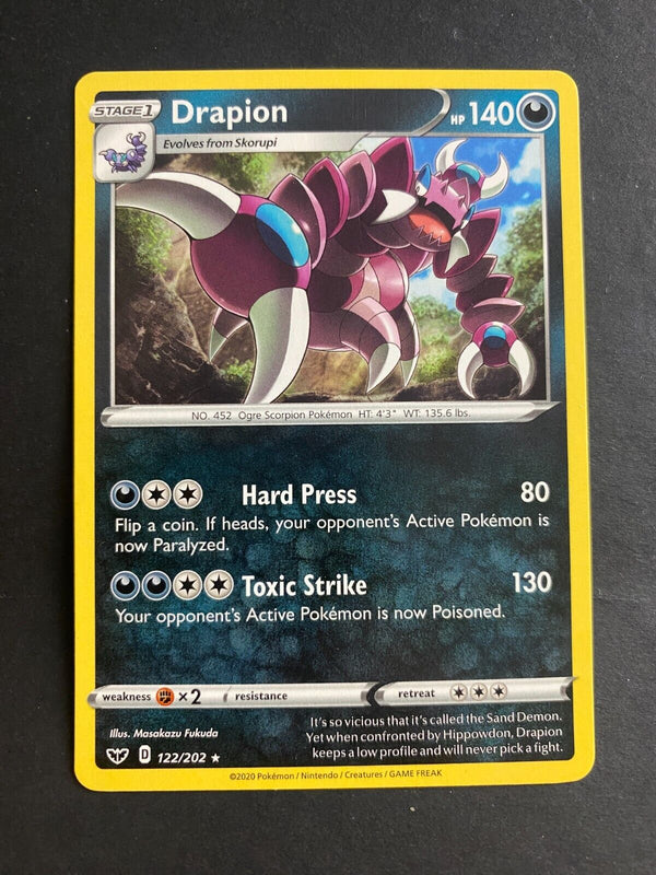 Pokemon Drapion 122/202 Sword Shield Base Rare Non Holo LP