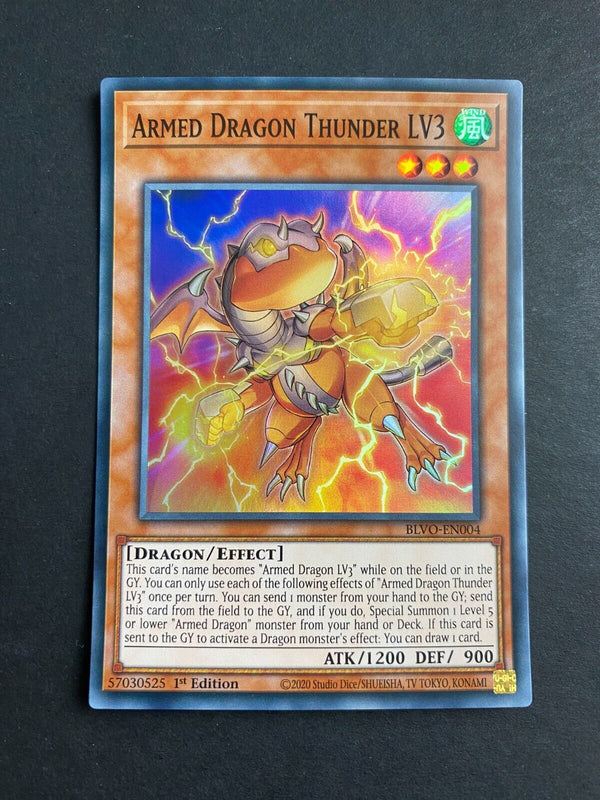 Yugioh Armed Dragon Thunder LV3 BLVO-EN004 Super Rare 1st Edition NM