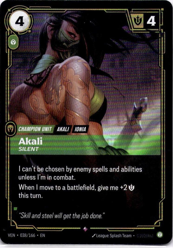 Riftbound Akali, Silent 038/166 Vendetta Rare NM