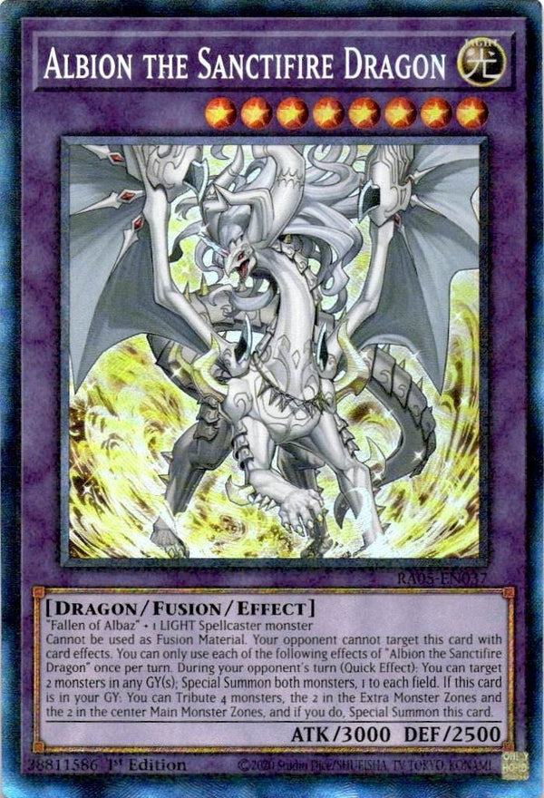 Yugioh Albion the Sanctifire Dragon RA05-EN037 NA Print Collector’s Rare NM