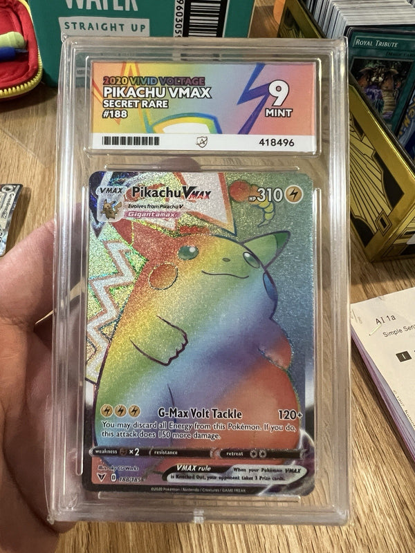 Pokemon Pikachu VMAX Secret Rainbow Rare 188/185 Vivid Voltage ACE 9/PSA 9