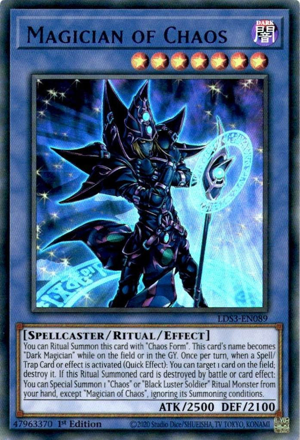 Yugioh Magician of Chaos LDS3-EN089 Blue Ultra Rare 1st Edition VLP/NM