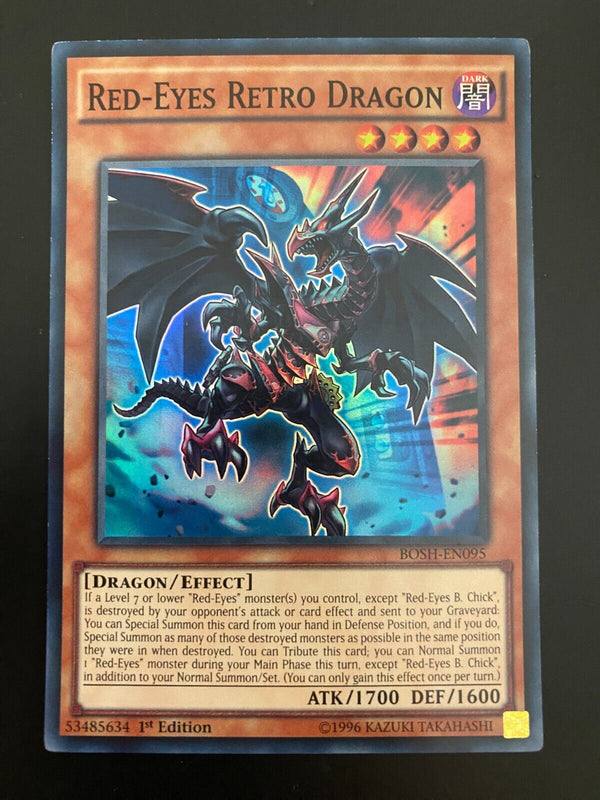 Yugioh Red-Eyes Retro Dragon BOSH-EN095 Super Rare 1st Edition VLP/LP