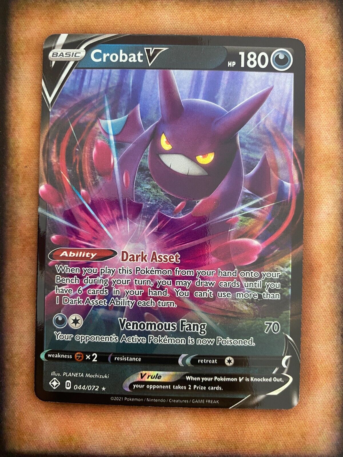 Pokemon Crobat V 044/072 Shining Fates Full Art Holo NM/MINT