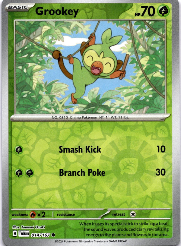 Pokemon Grookey 014/167 Twilight Masquerade Reverse Holo NM