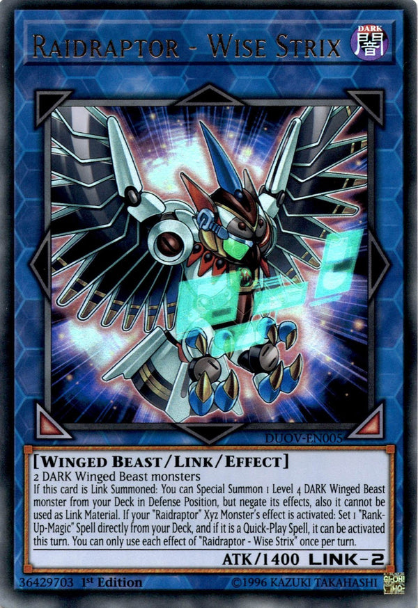 Yugioh Raidraptor - Wise Strix DUOV-EN005 Ultra Rare 1st Edition NM