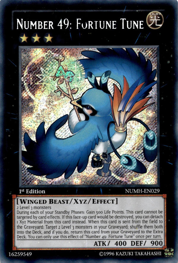 Yugioh Number 49: Fortune Tune NUMH-EN029 Secret Rare 1st Edition LP