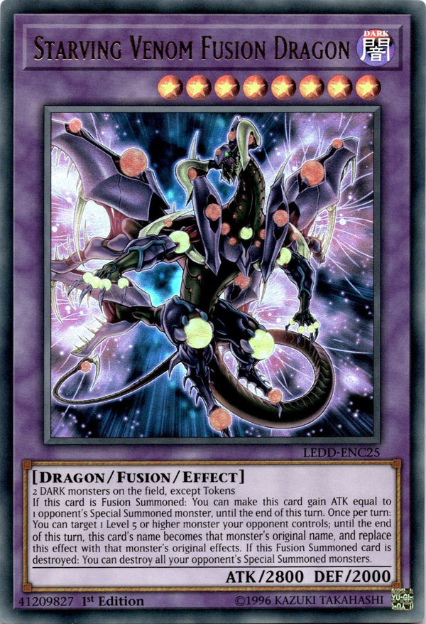 Yugioh Starving Venom Fusion Dragon LEDD-ENC25 Ultra Rare 1st Edition NM